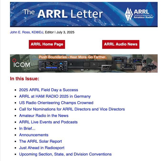 ARRL NewsLetter – Coos County Radio Club