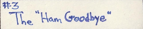 #3 The 'Ham Goodbye' written in blue ink on a light background